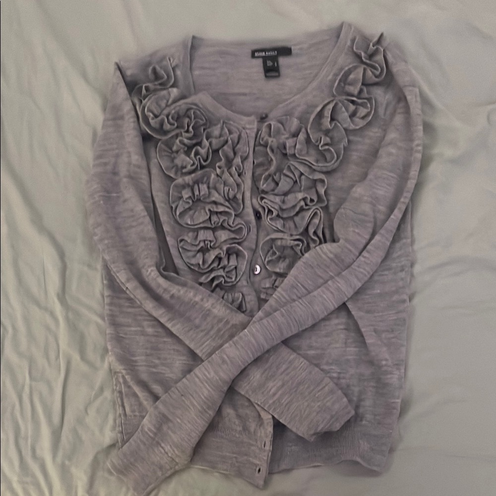 Mango Basic Ruffle Cardigan Sweater